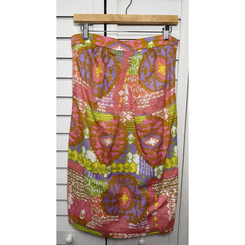 Trina Turk Retro Psychedelic Colorful Strapless Mini Dress Resort Women's Size 4